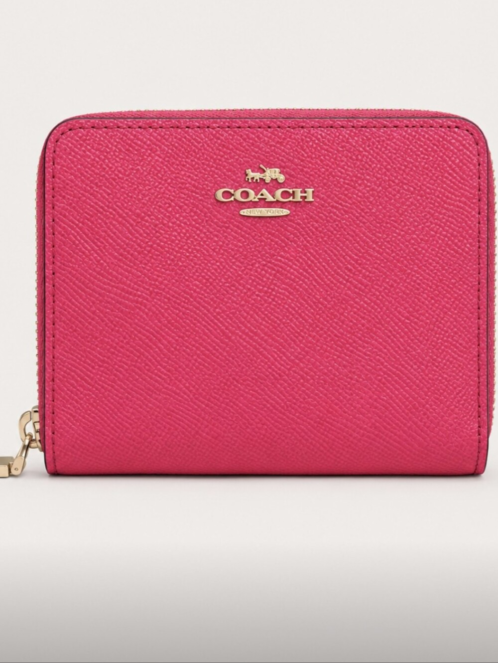Coach Pebbled Leather Zip Around Wallet Pink NWOT